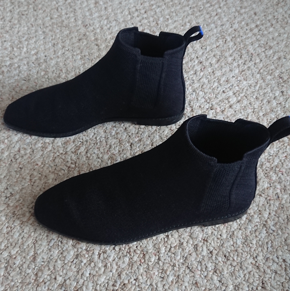 Rothy's black merino wool sustainable Washable Chelsea Ankle Boots Sz 9.5 - Picture 3 of 15
